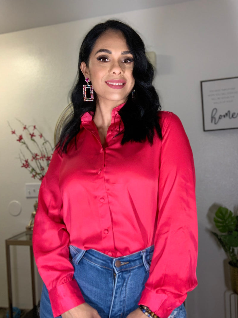 hot pink dress shirt women's J. Method Women's Tailored Button Down Shirt Cuffed Short Sleeve Stretch Collar Office Work Formal Casual Basic Blouse Top Newt06 Hot Pink 2X, Size: