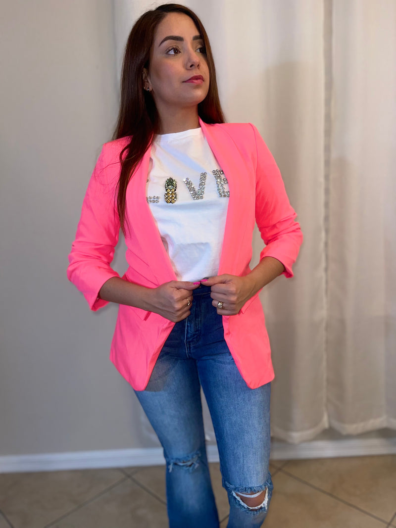 Julia neon pink blazer – sayabeth-boutique